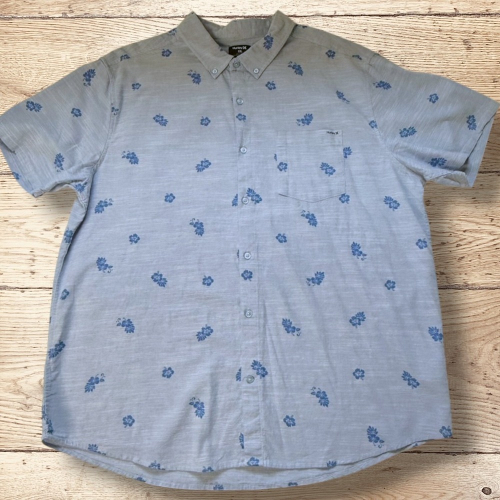 Hurley Mens One‎ and Only Lido Stretch Short Sleeve Shirt NWT - XXL - Blue - Picture 4 of 10
